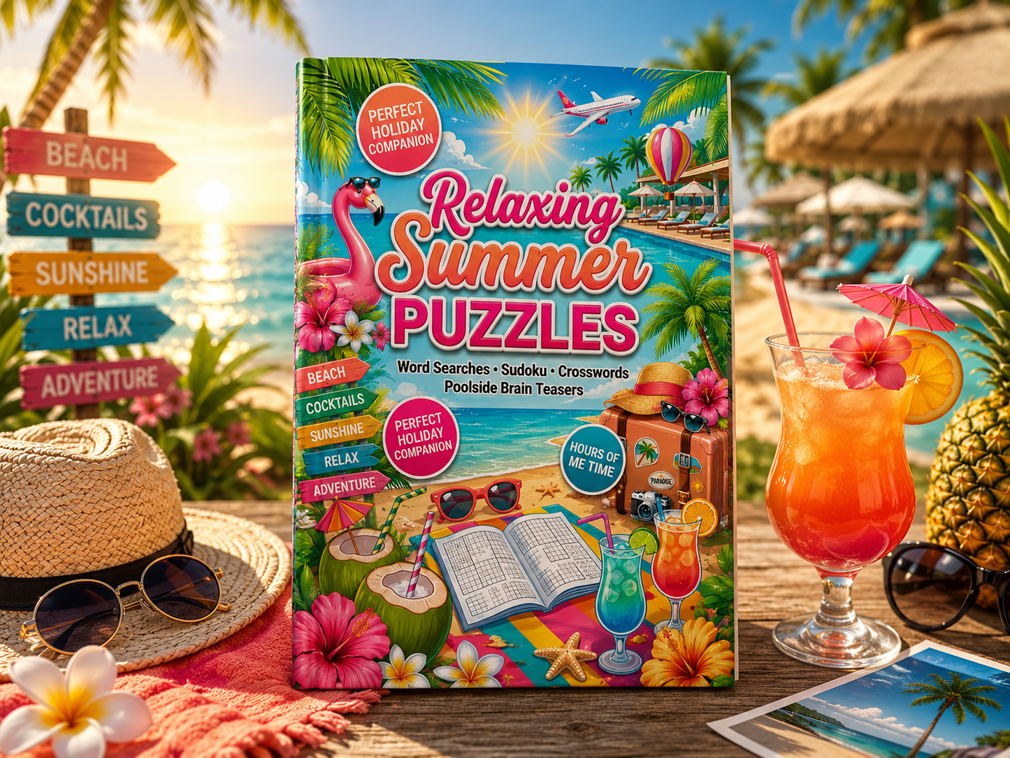 Relaxing Summer Puzzles: 100 Word Searches, Crosswords & Sudoku