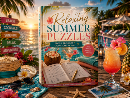 Relaxing Summer Puzzles: 100 Word Searches, Crosswords & Sudoku