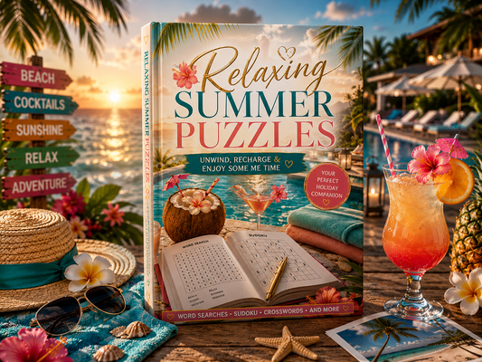 Relaxing Summer Puzzles: 100 Word Searches, Crosswords & Sudoku