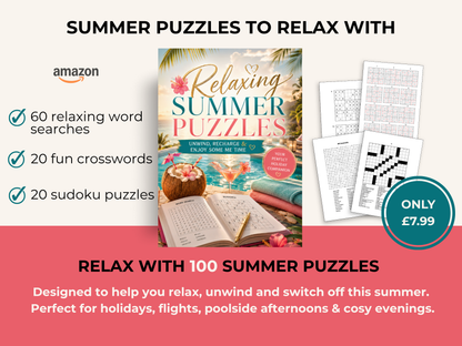 Relaxing Summer Puzzles: 100 Word Searches, Crosswords & Sudoku